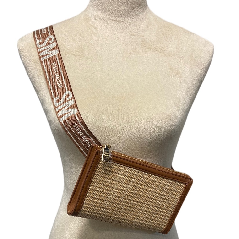 NWOT Steve Madden Raffia, Leather Trim & Gold, Crossbody & Sling Bag